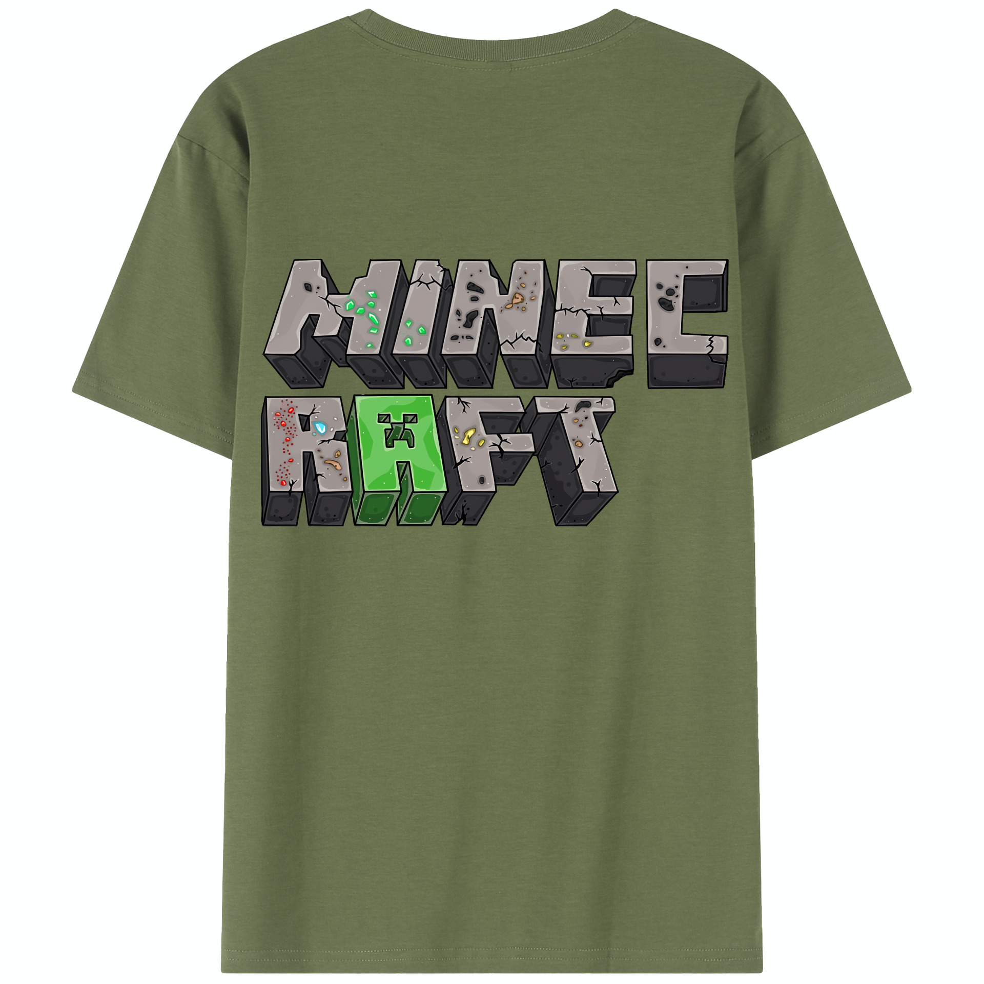 （画像用） マインクラフト ブロックの世界 Minecraft MC Block world 綿100％半袖Tシャツ（背面プリント）